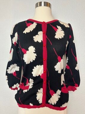 Moschino Cheap and Chic Cardigan Women's S Black Red Floral Print Made In Italy